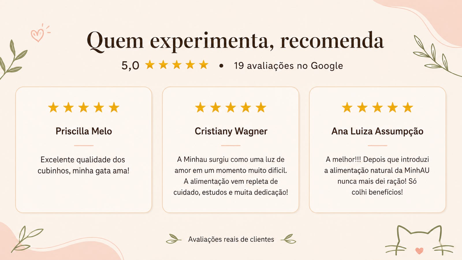 Avaliações reais no Google: Priscilla Melo, Cristiany Wagner e Ana Luiza Assumpção