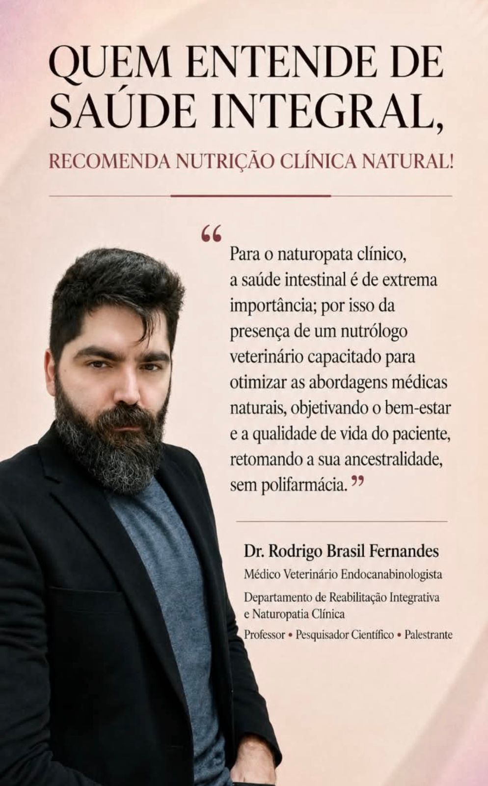 Depoimento do médico veterinário Dr. Rodrigo Brasil Fernandes sobre nutrição clínica natural
